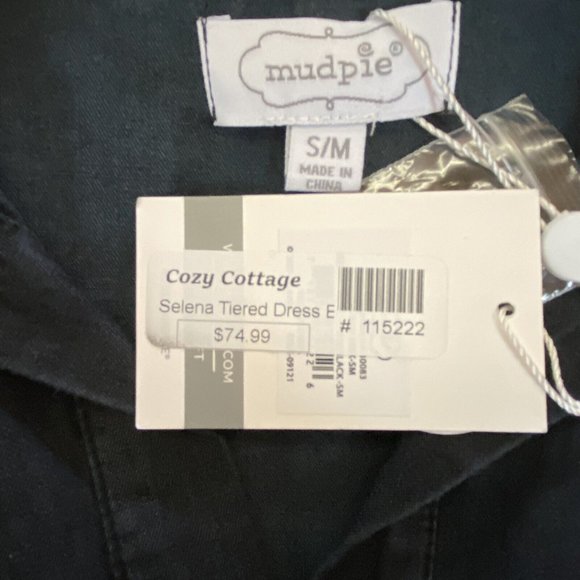 Mud Pie Womens Black Long Sleeves Button Front Selena Tiered Dress Size S/M - Picture 5 of 5